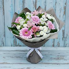 Букет цветов из:  Герберы, Альстромерии и Хризантемы #REPLACE_PRED# Виноградном