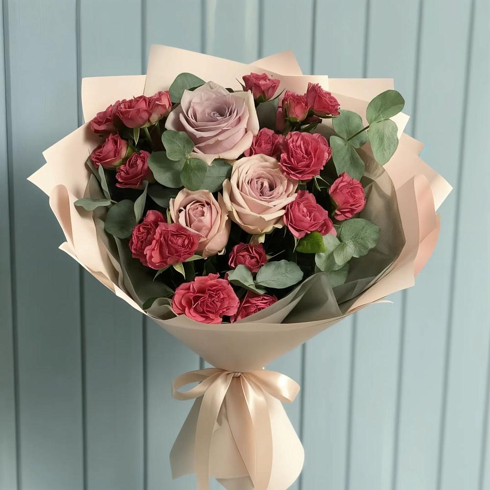 Букет цветов из: Гвоздики и Розы в Виноградном