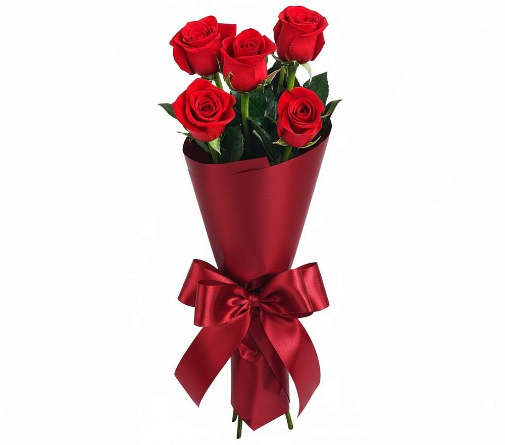 Букет 5 Красных роз Эдлесс Лав в Виноградном