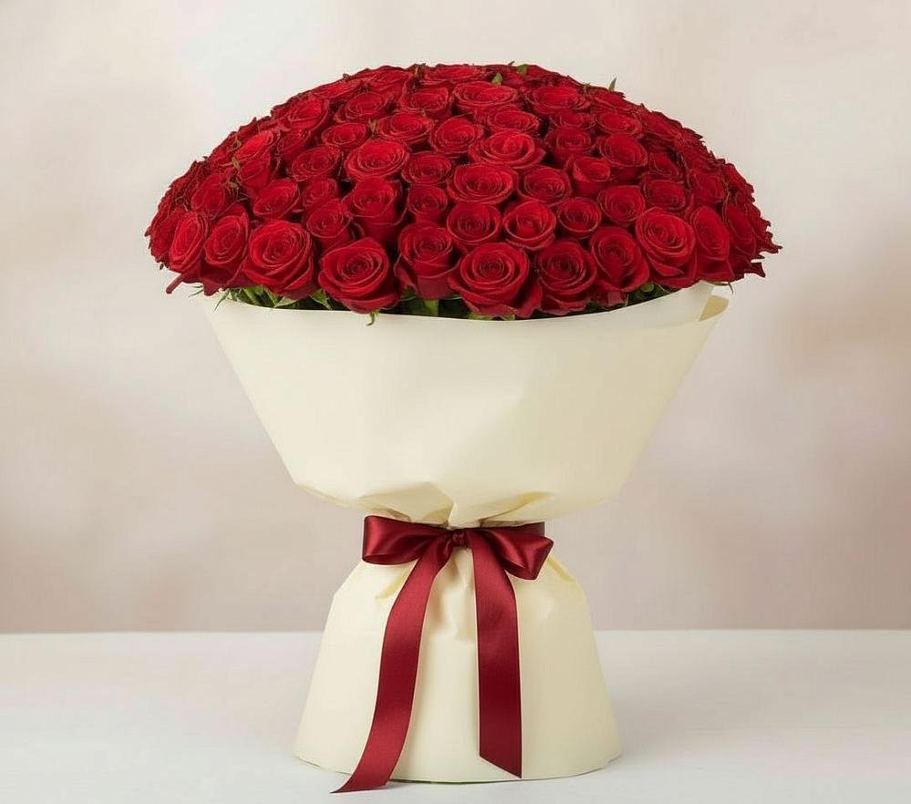 Букет 101 Красная роза Милано в Виноградном