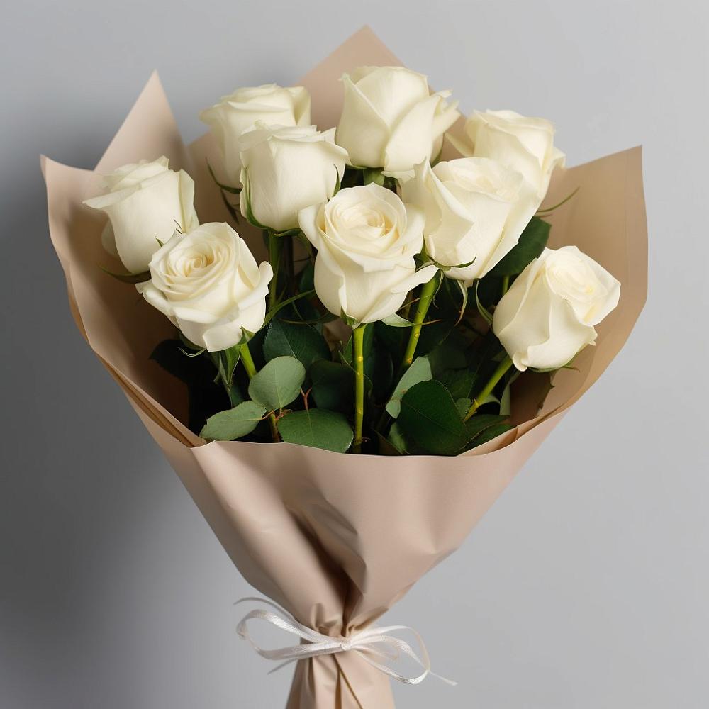 Букет 9 Белых роз Эдлесс Лав в Виноградном