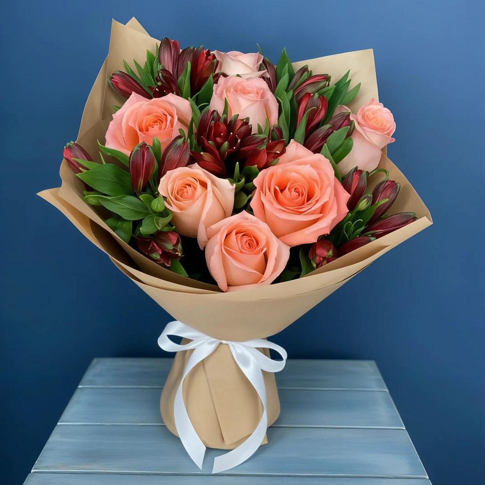 Букет цветов из: Розы и Альстромерии в Виноградном