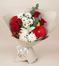 Букет цветов из:  Розы, Хризантемы, Герберы и Лилии в Виноградном