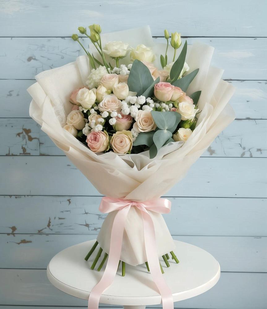 Букет цветов из: Розы и Лизиантусы в Виноградном