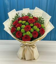 Букет цветов из:  Розы и Хризантемы #REPLACE_PRED# Виноградном